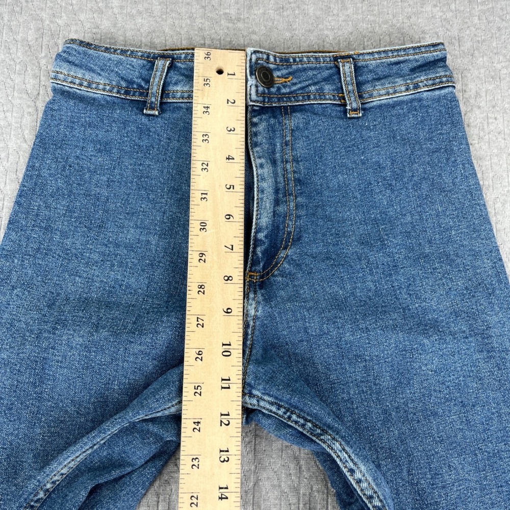 Zara Y2K 90s Baggy Wide Leg Jeans Women 6/26X28 Blue Wash High Rise Raw Hem - Picture 6 of 9